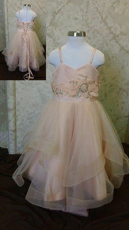 sherbet flower girl dress with jewels